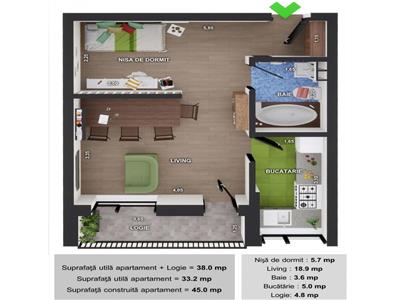 Apartament cu 1 Camera langa Tera - Proiect NOU!